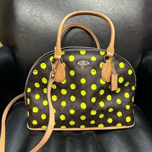 Coach Black and Yellow Polka Dot Satchel